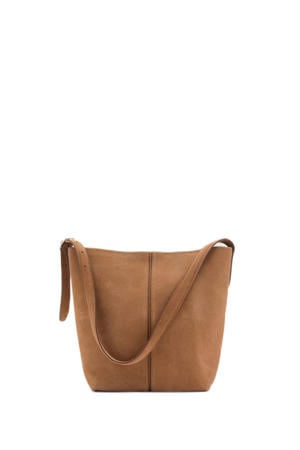 suede schoudertas bruin