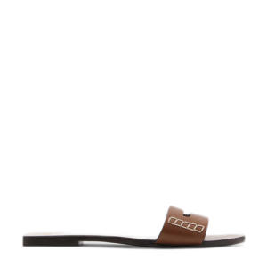   leren slippers cognac