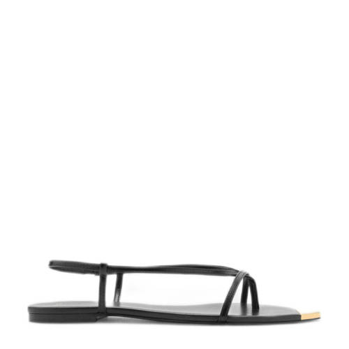 Mango leren sandalen zwart afbeelding