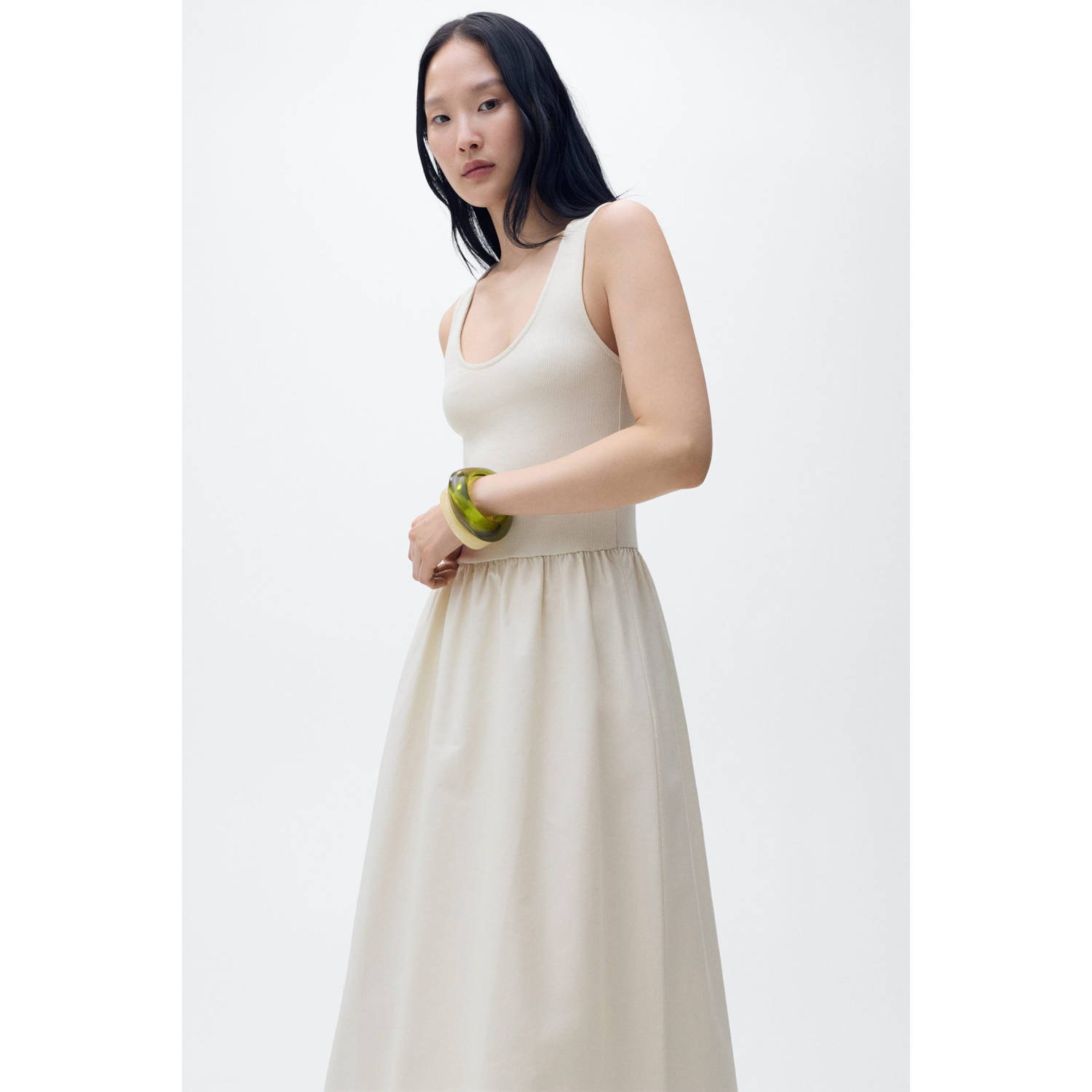 Mango midi jurk beige
