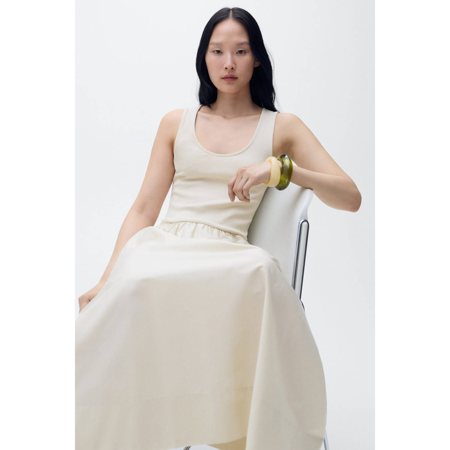 Mango midi jurk beige