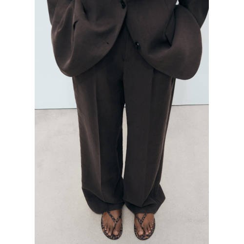 Mango teenslippers met panterprint cognac/zwart afbeelding