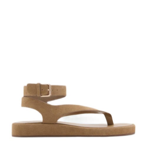 Mango suède sandalen beige afbeelding