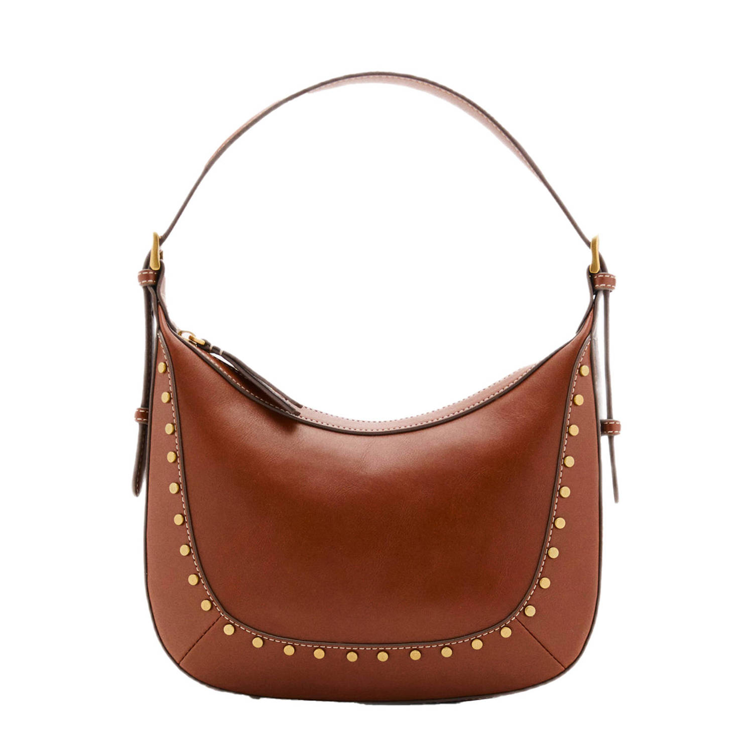 Mango schoudertas met studs bruin
