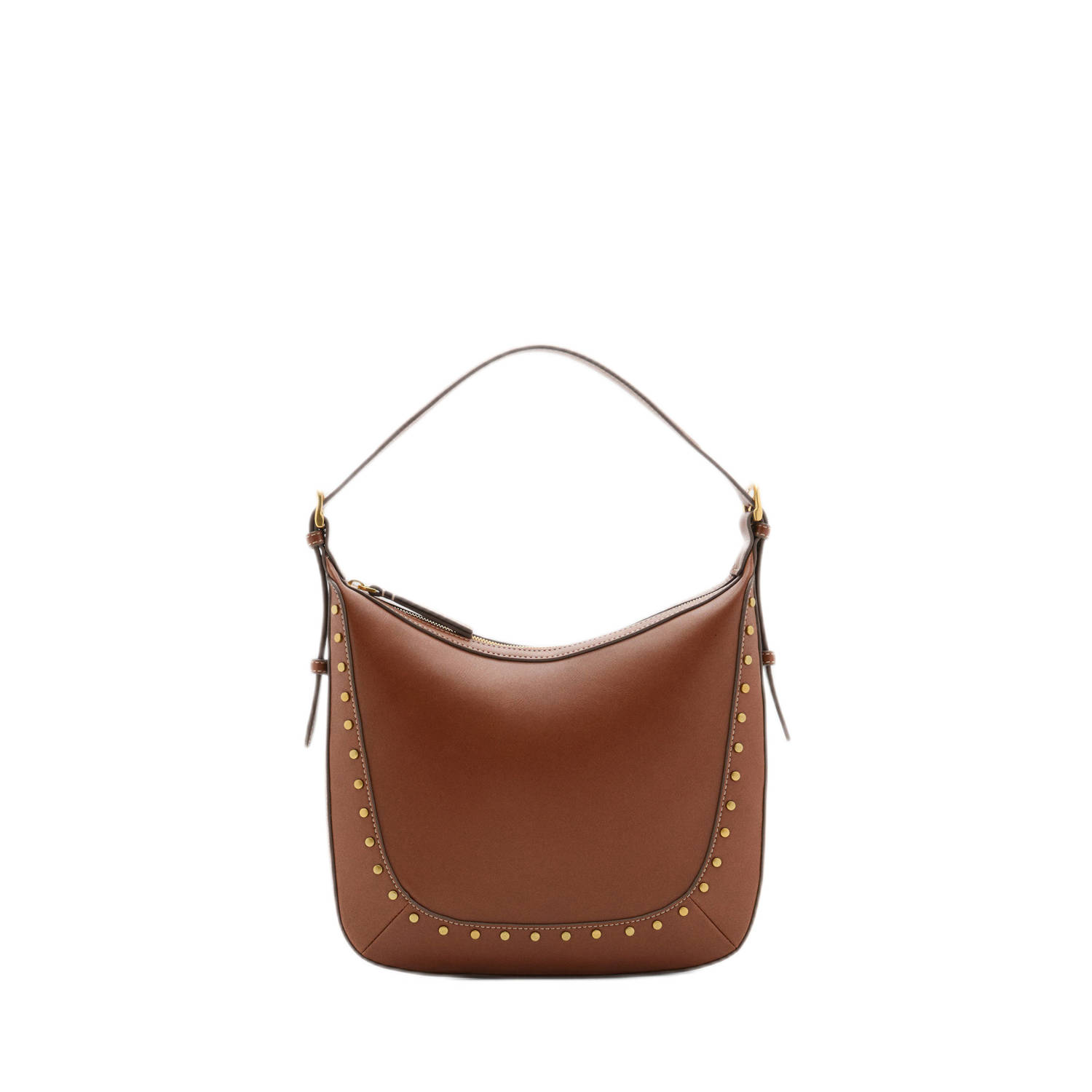 Mango schoudertas met studs bruin