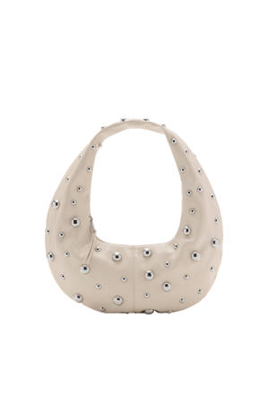  schoudertas met studs beige