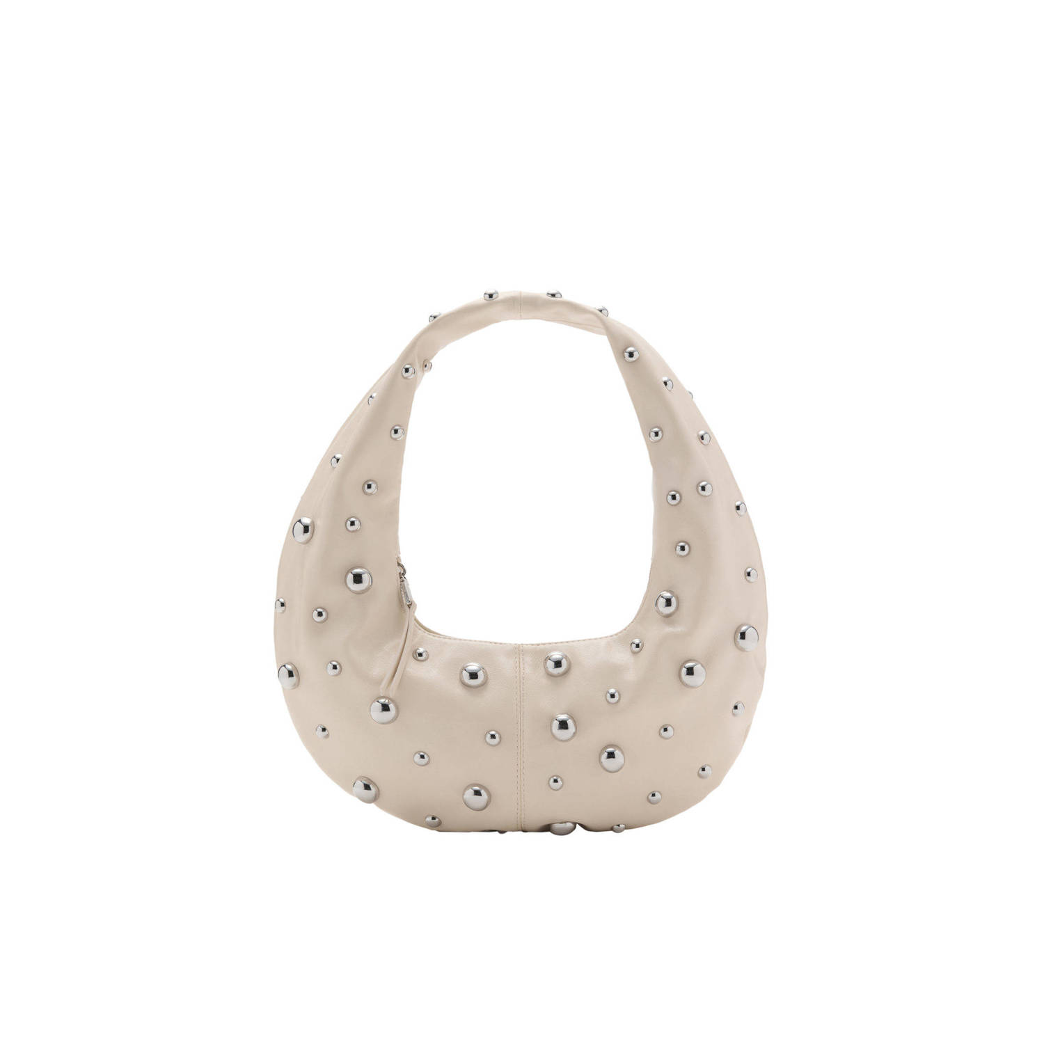 Mango schoudertas met studs beige