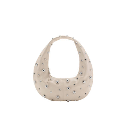 Mango schoudertas met studs beige afbeelding