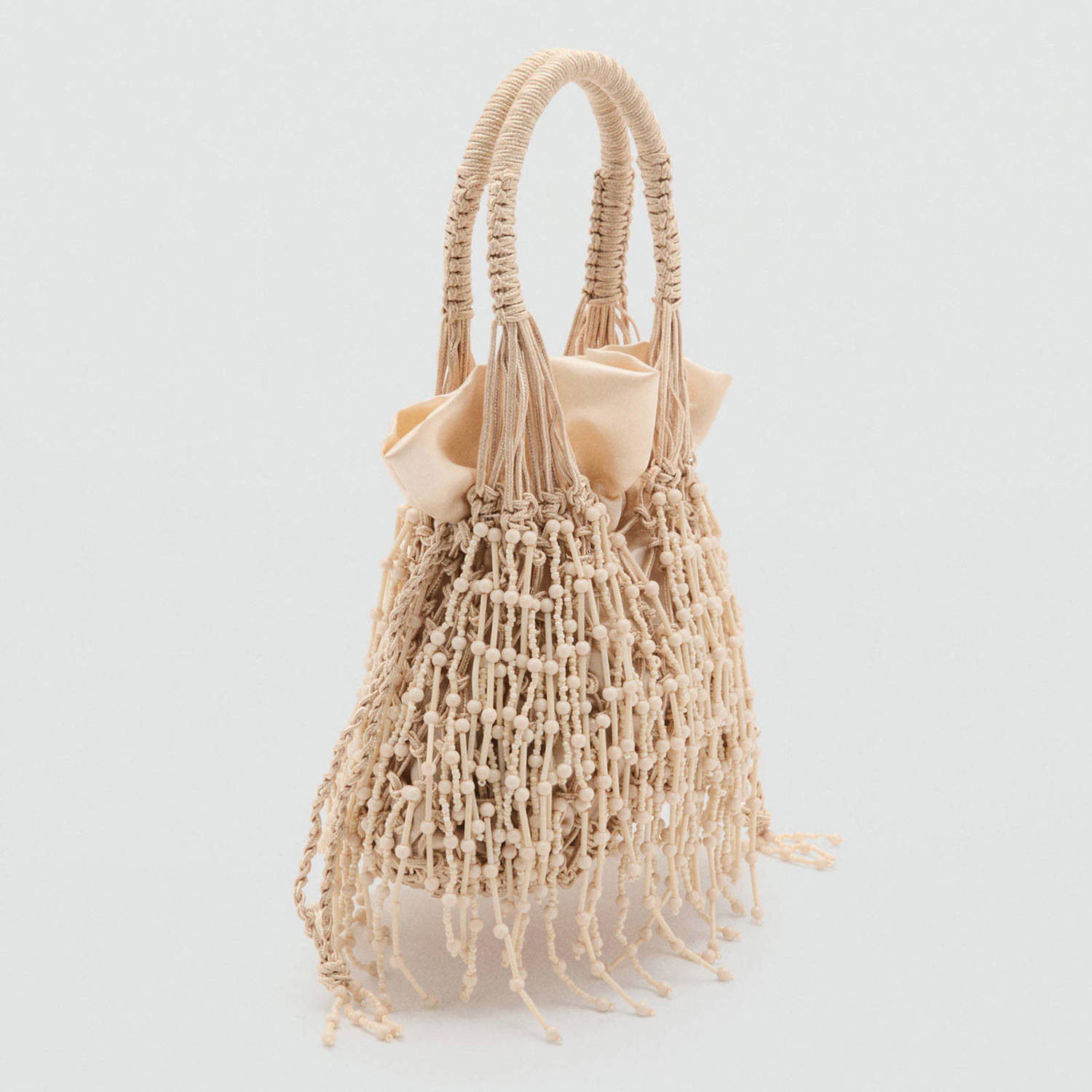 Mango handtas met kralen beige
