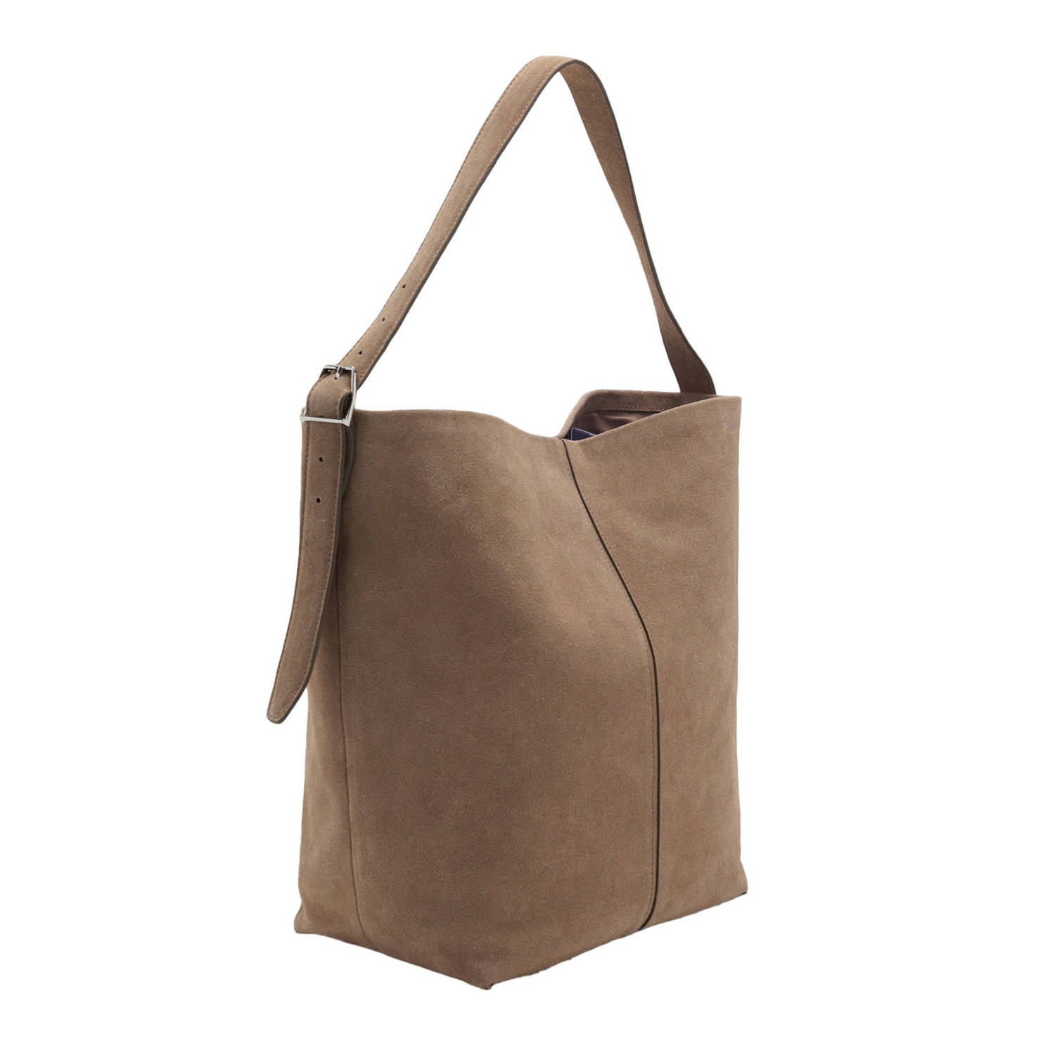 Mango suede schoudertas bruin