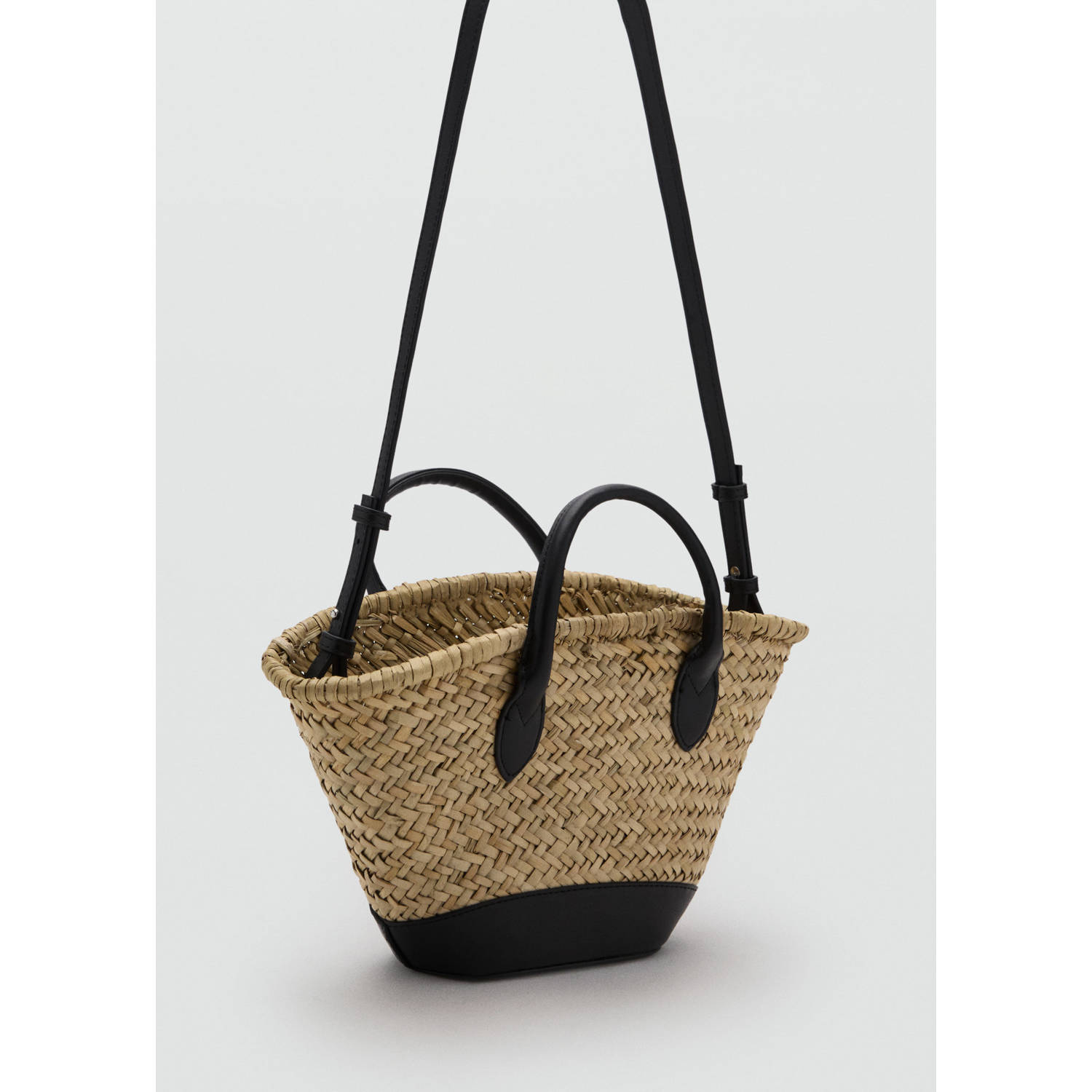 Mango mini shopper naturel zwart