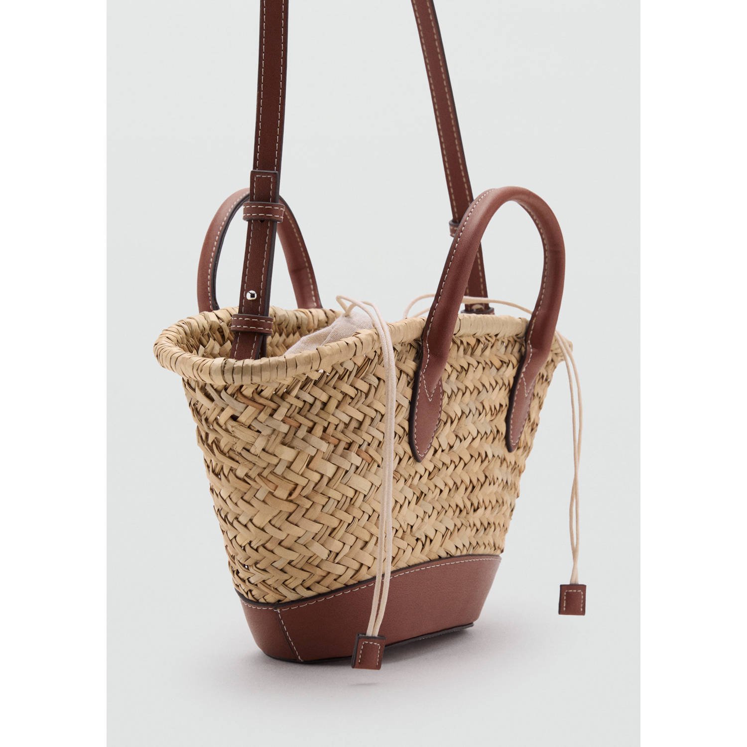 Mango mini shopper naturel bruin