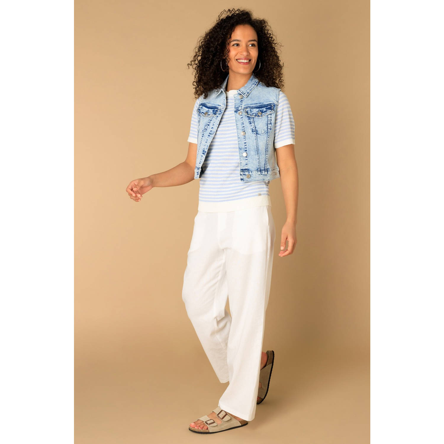 Ivy Beau denim gilet light blue denim