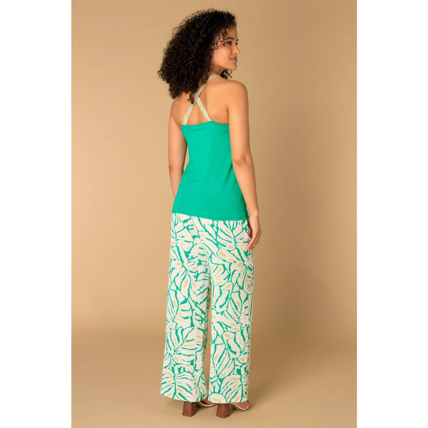 Ivy Beau mouwloze top groen met glitter