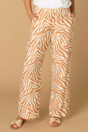 wide leg high waist broek beige