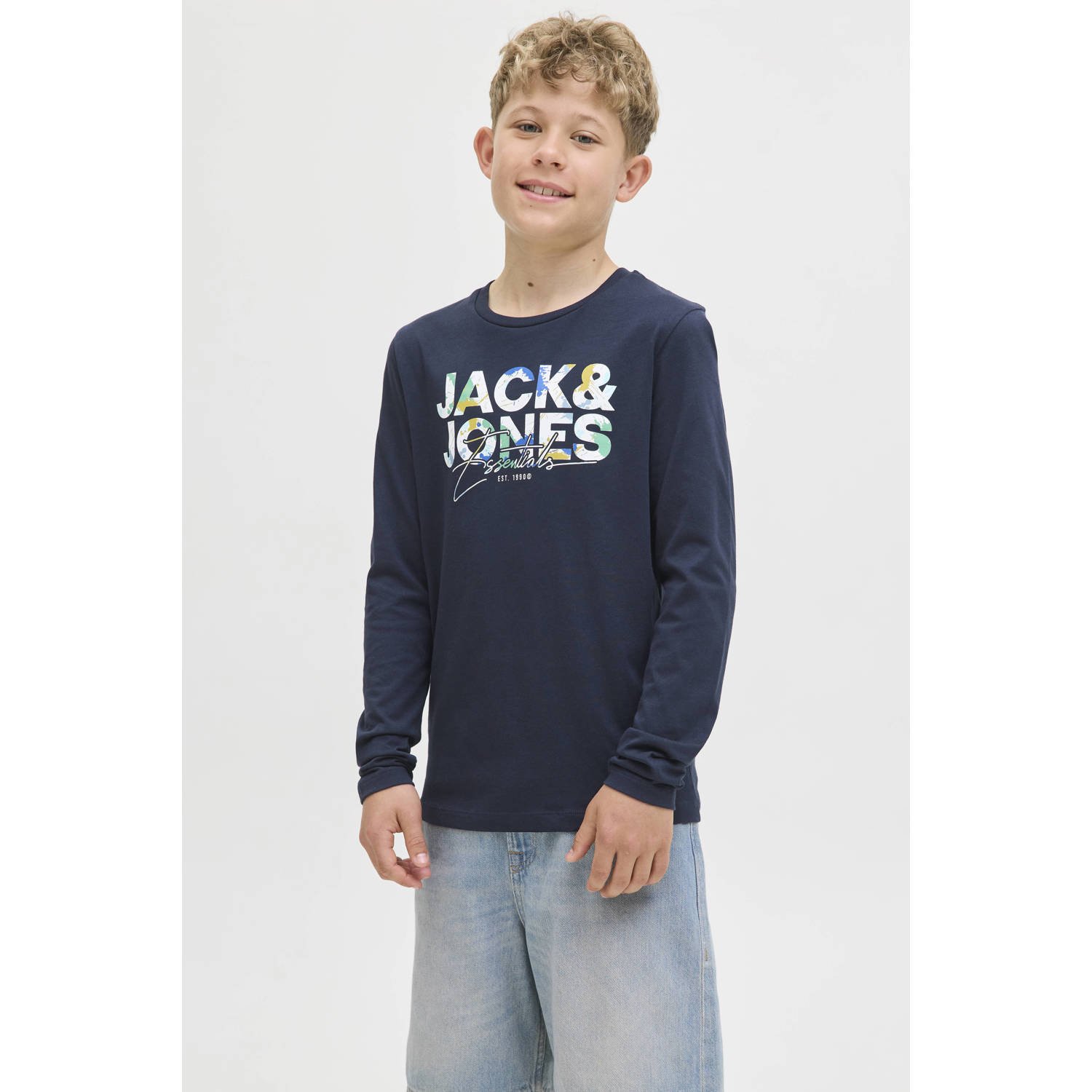 JACK & JONES JUNIOR longsleeve donkerblauw