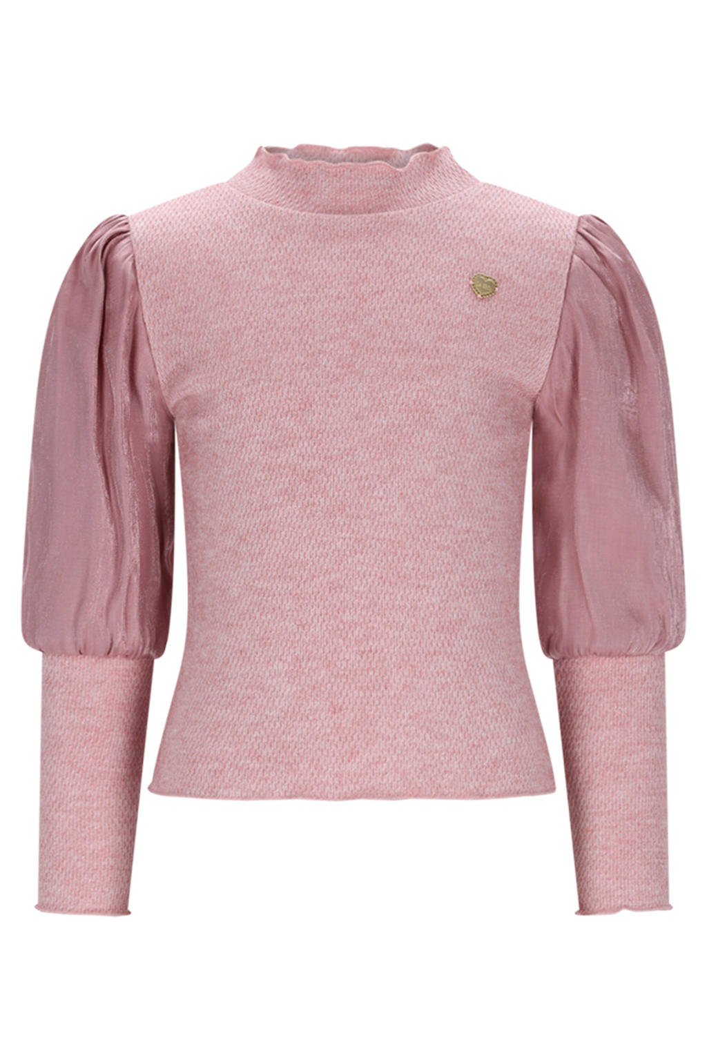 Roze meisjes Le Chic blousetop met lange mouwen en opstaande kraag