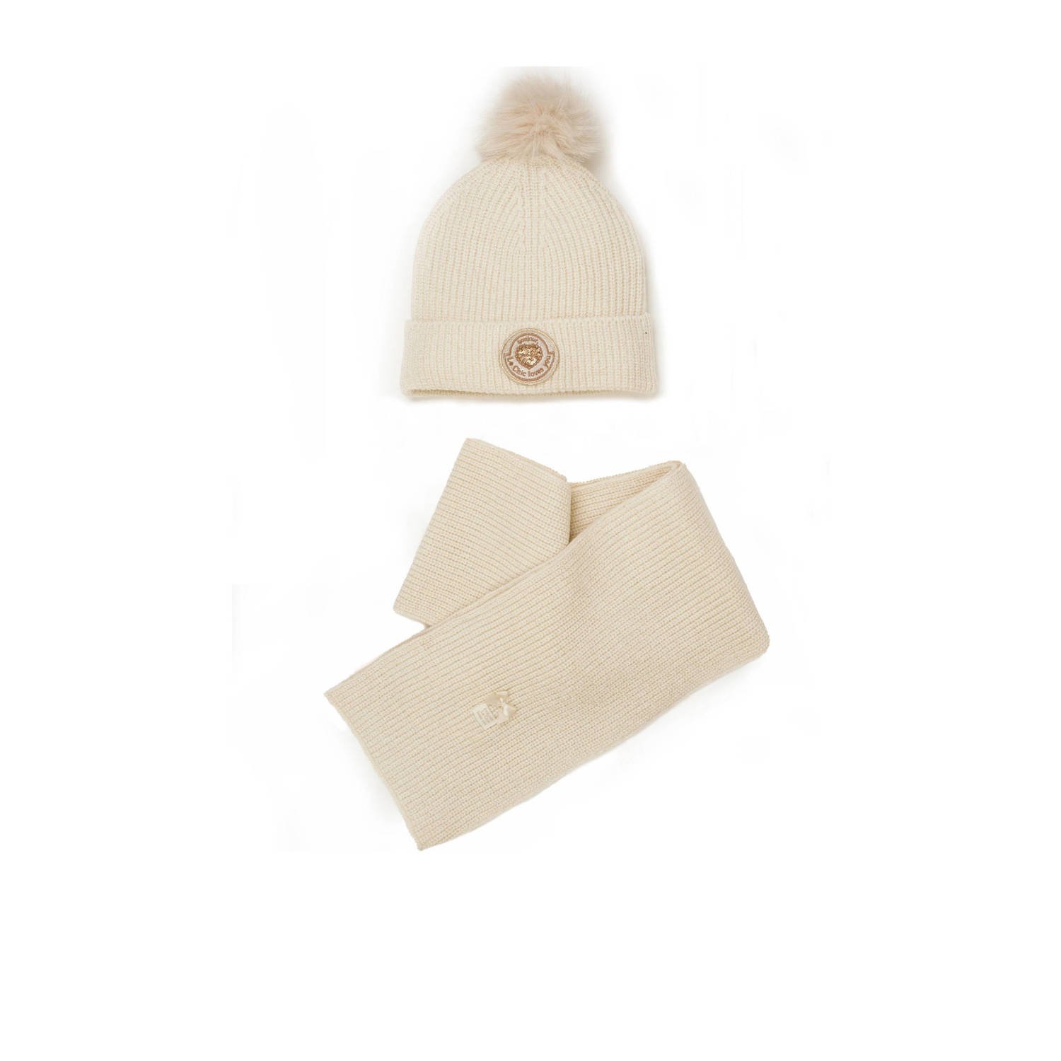 Le Chic muts + sjaal warm offwhite