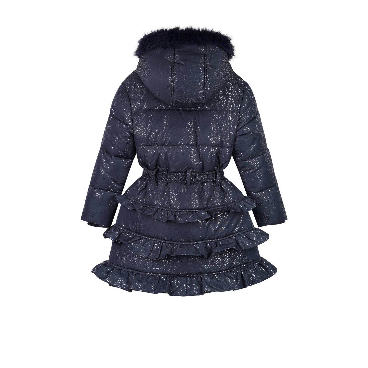 Le Chic gewatteerde jas met glitter donkerblauw
