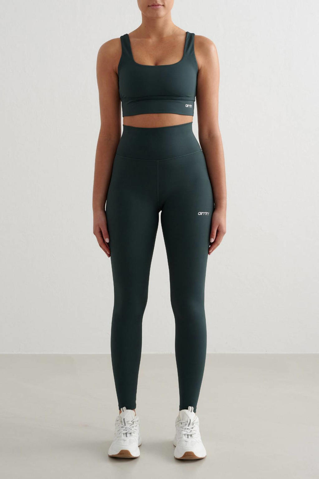Grijsgroene dames Aim'n sportlegging Core groen van polyester met slim fit