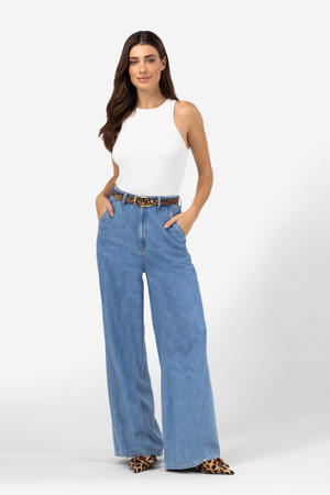 high waist light blue denim