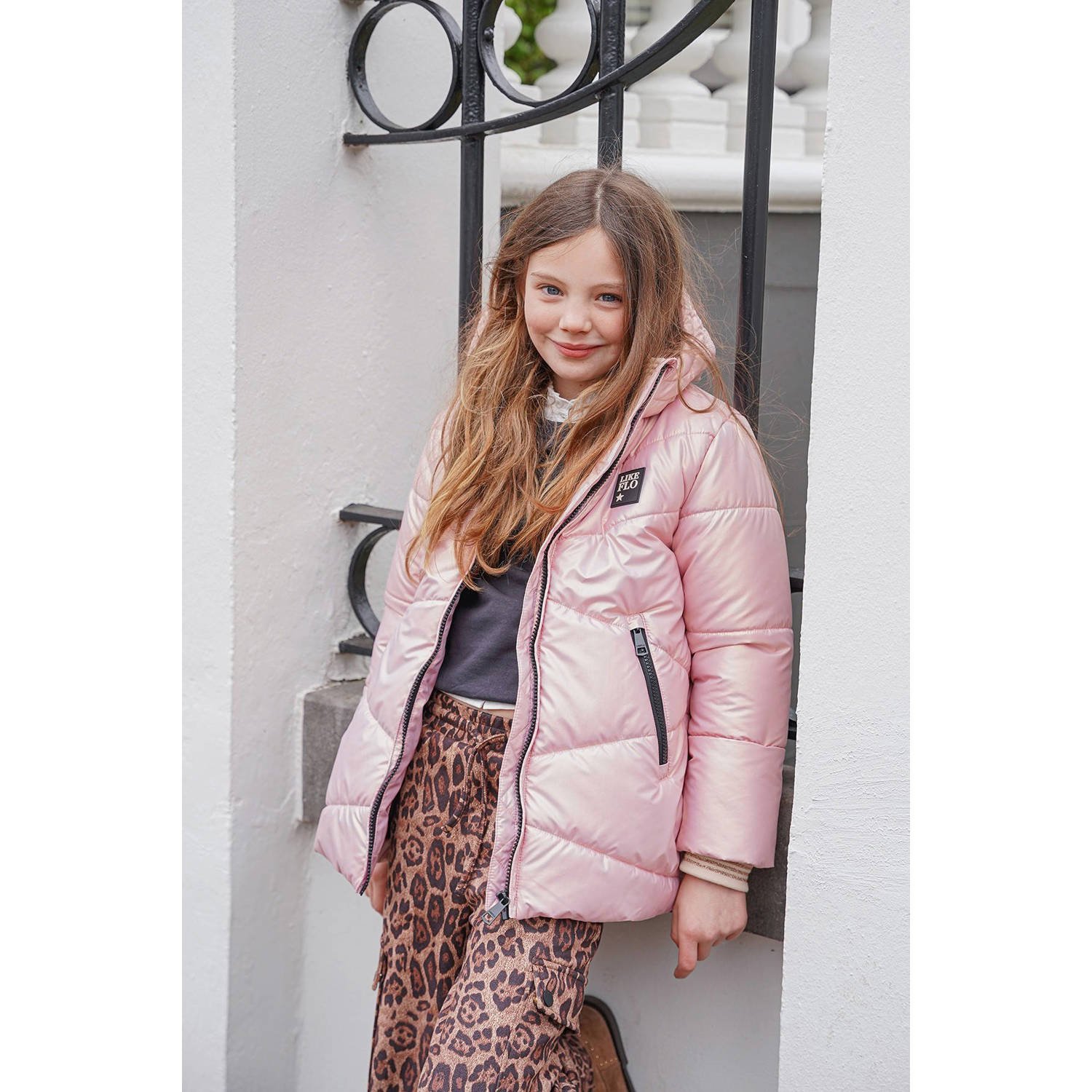 Like Flo gewatteerde jas roze
