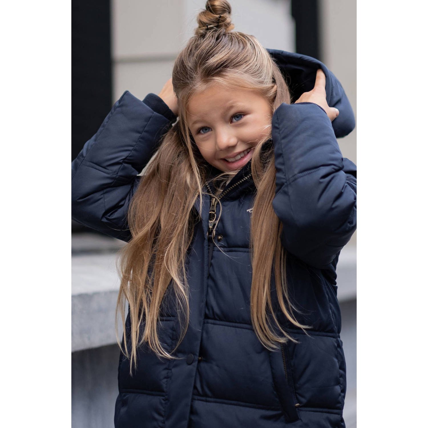 Like Flo gewatteerde jas donkerblauw