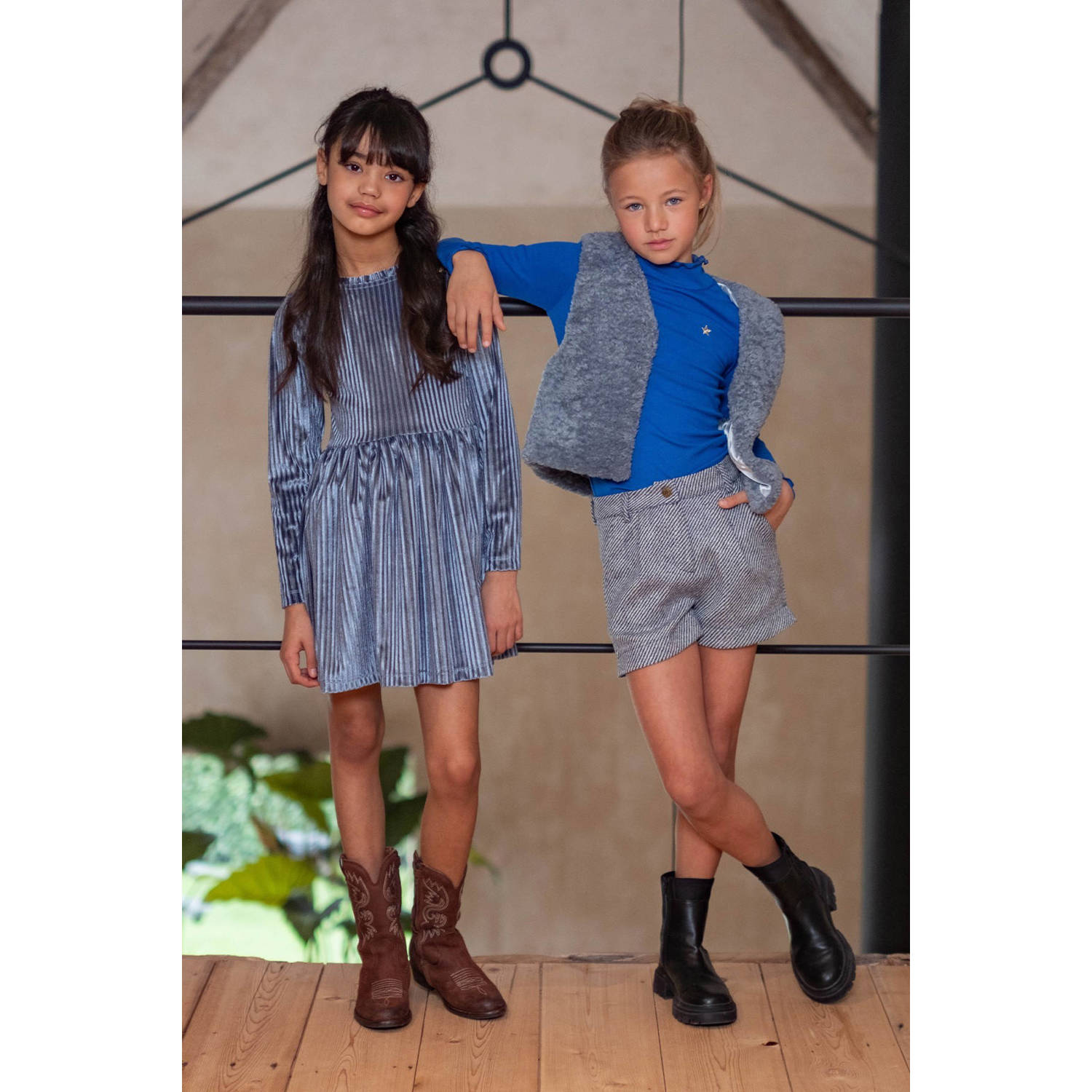 Like Flo longsleeve blauw rib gebreid