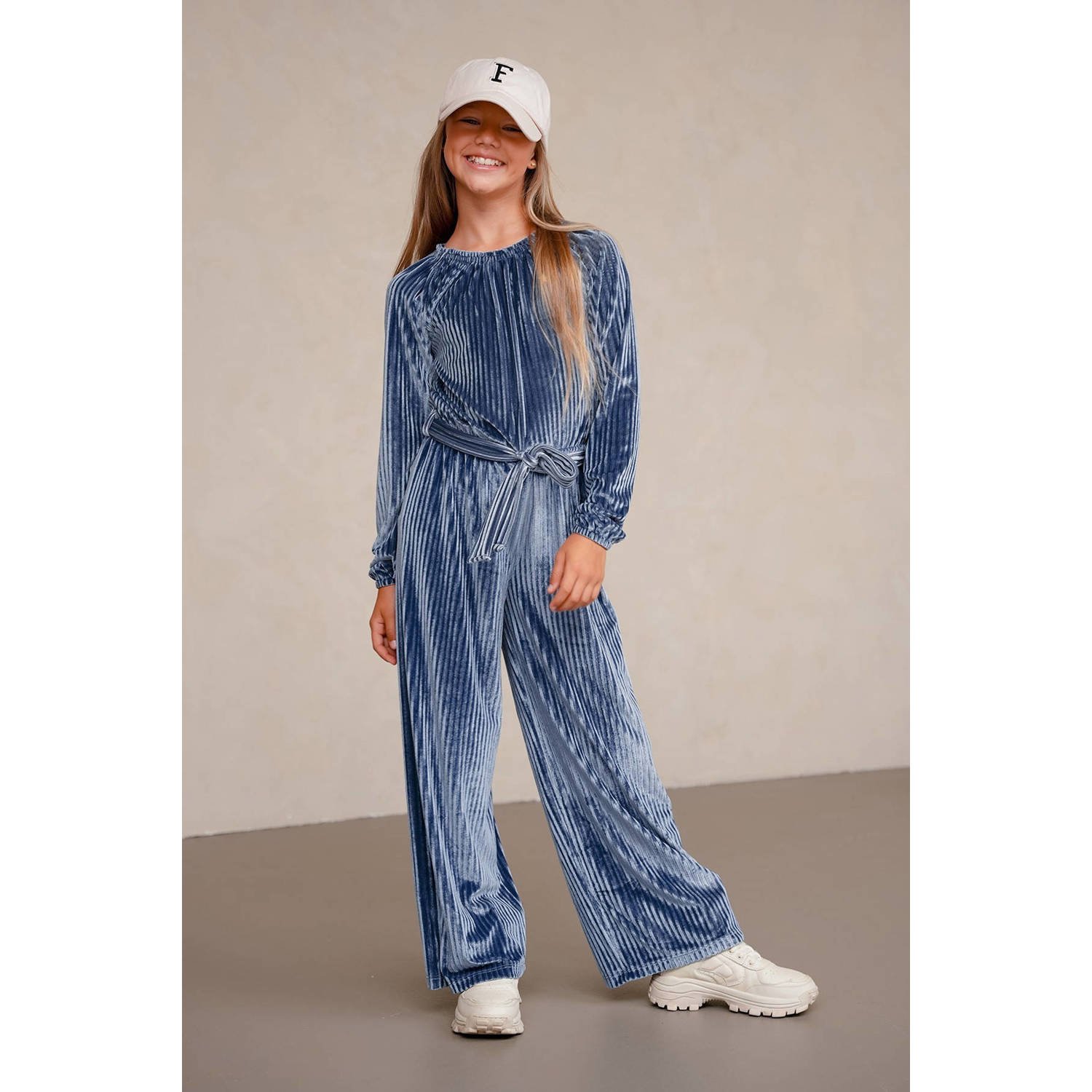 Like Flo jumpsuitfluwelen blauw straight