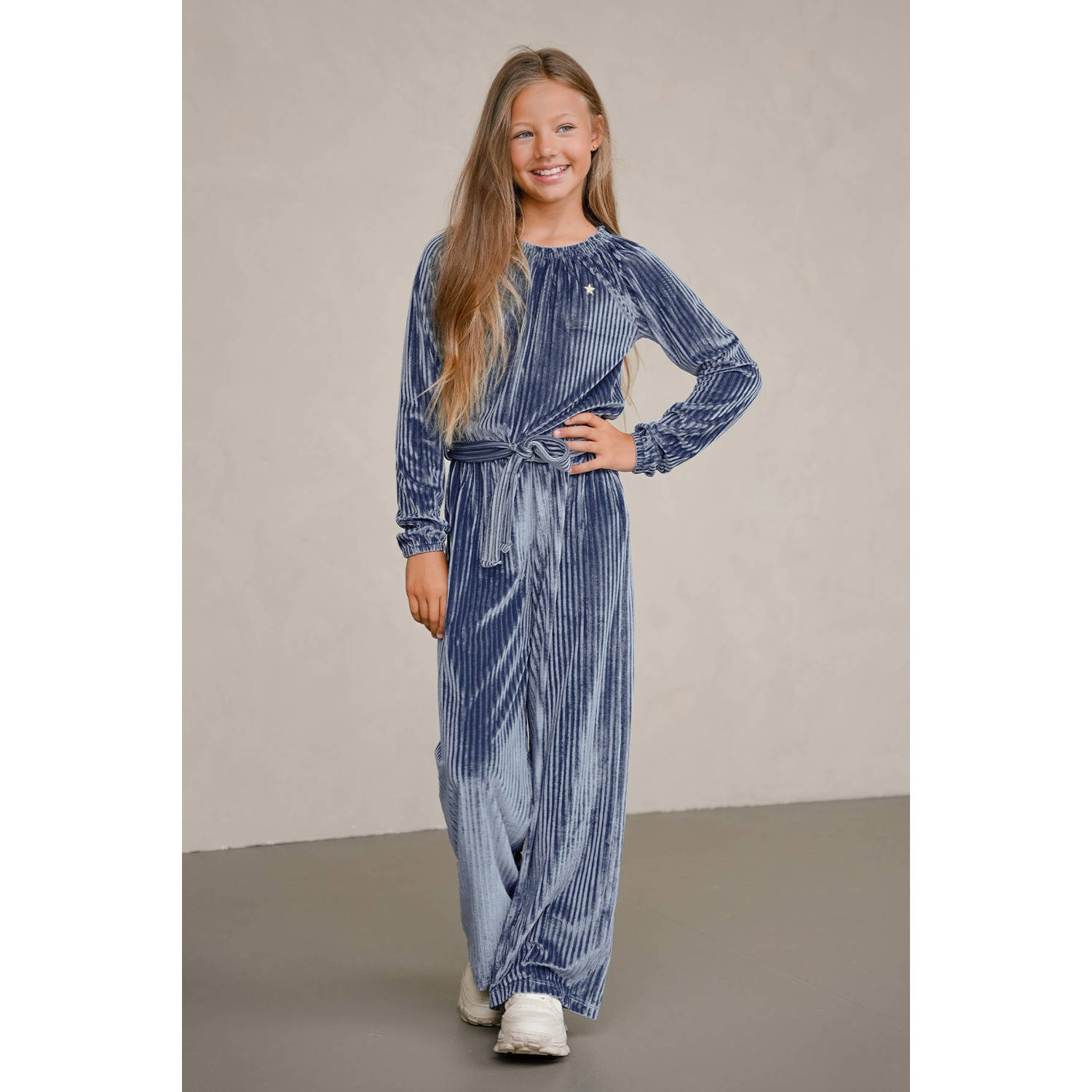 Like Flo jumpsuitfluwelen blauw straight