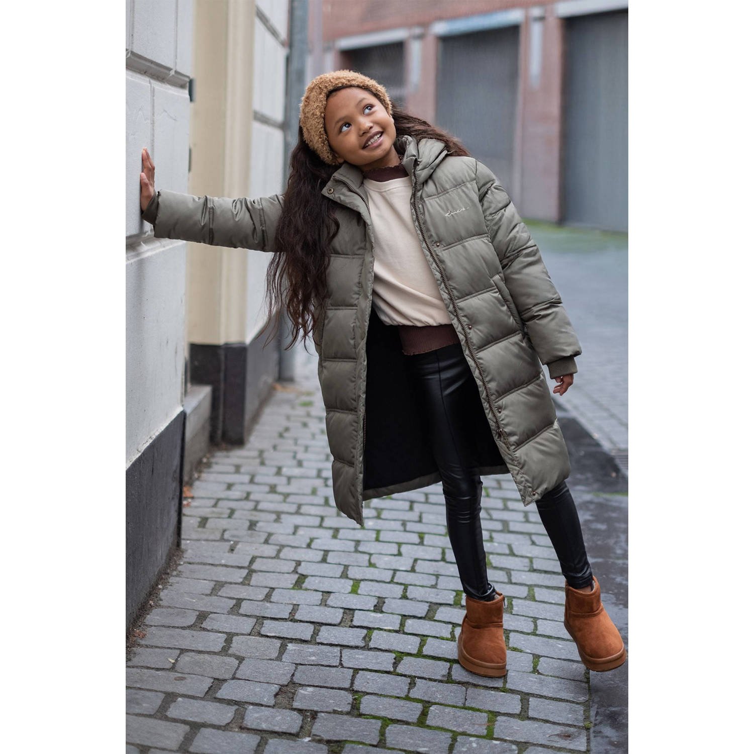 Like Flo imitatiebont sjaal + haarband lichtbruin
