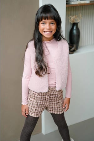 teddy gilet roze