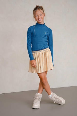 jurk met col rib gebreid blauw