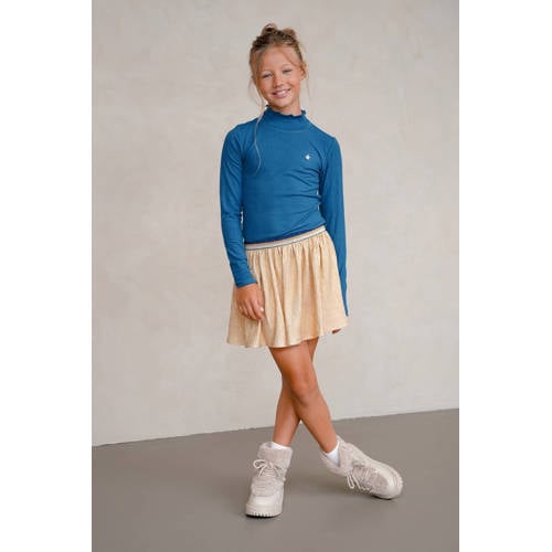 Like Flo jurk met col rib gebreid blauw afbeelding