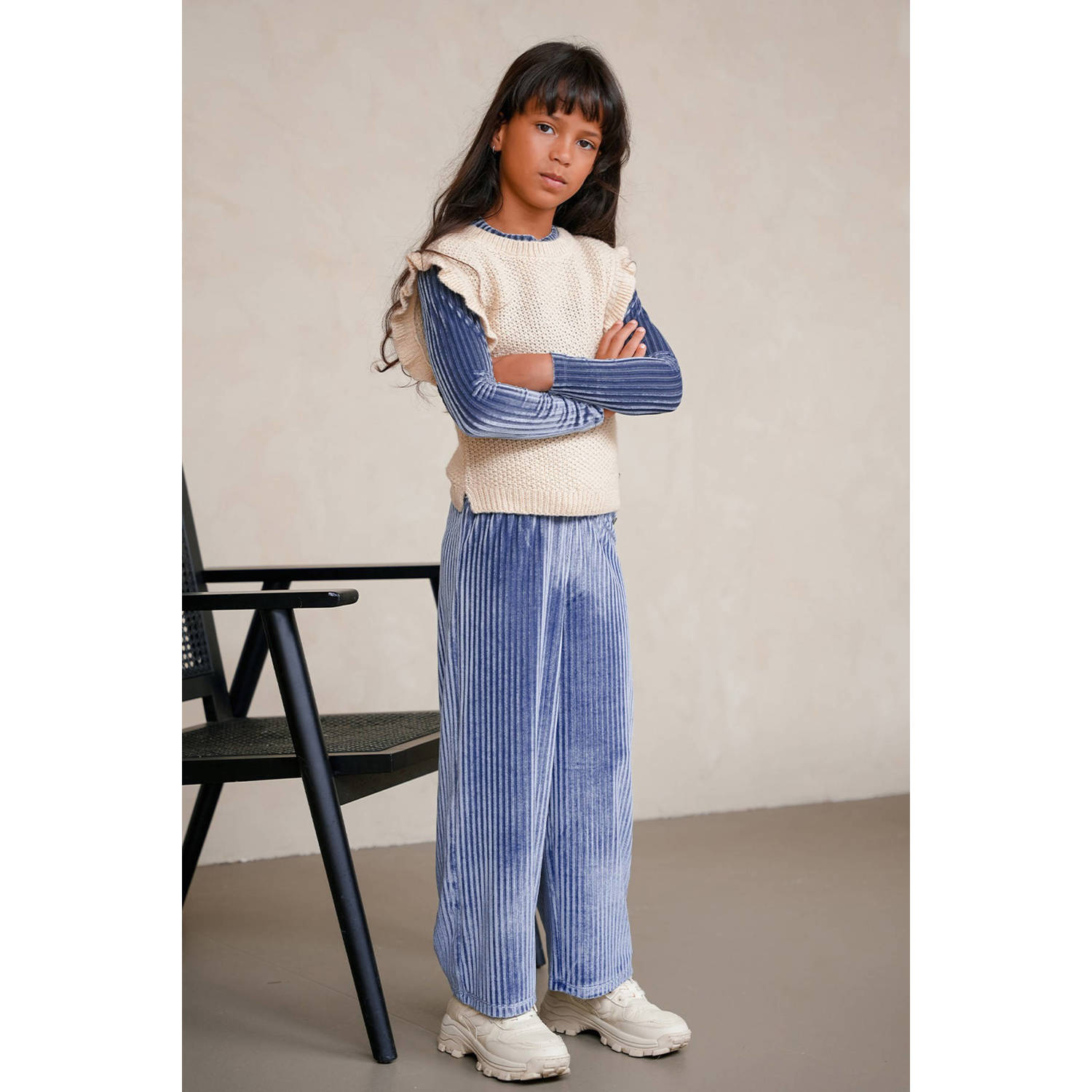 Like Flo fluwelen blousetop blauw