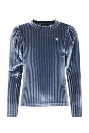 fluwelen blousetop blauw