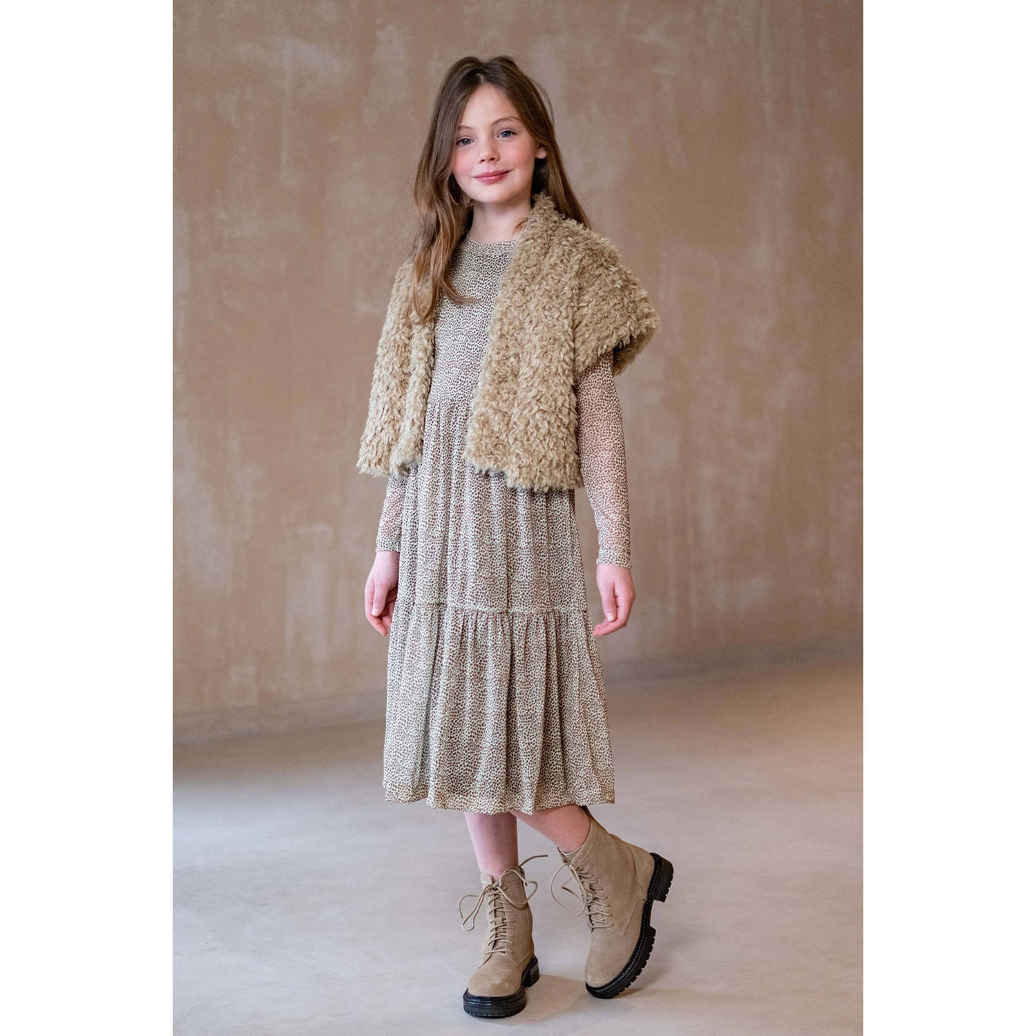 Like Flo midi jurk beige