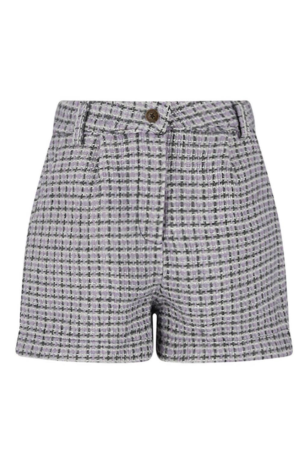 Paarse meisjes Like Flo Young casual short van wol met regular waist, rits- en knoopsluiting en ruitenprint