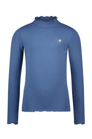 longsleeve blauw rib gebreid