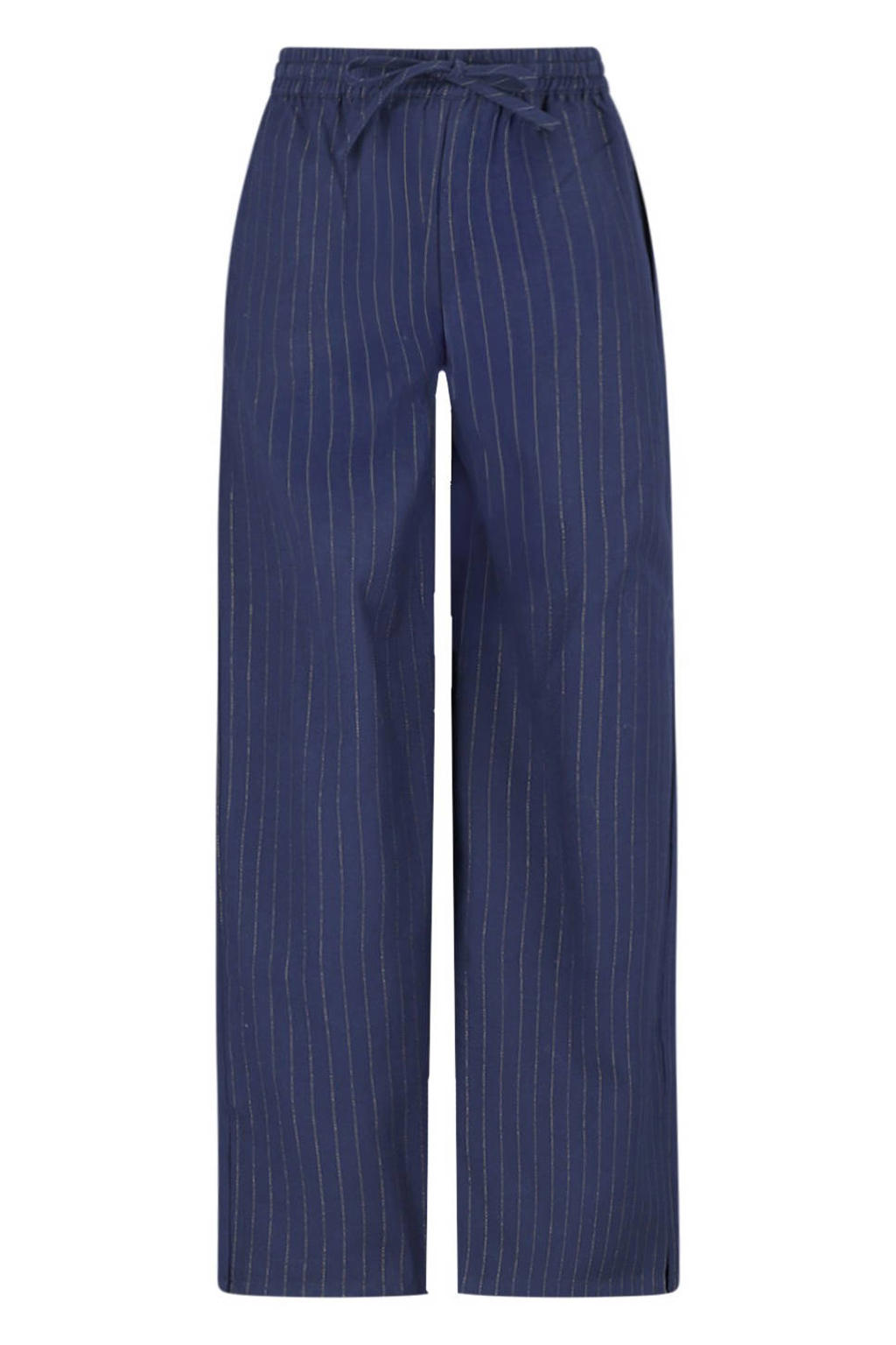 Blauwe meisjes Like Flo Young wide leg casual broek met strepenprint