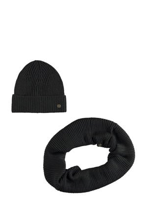 muts + colsjaal met wol zwart