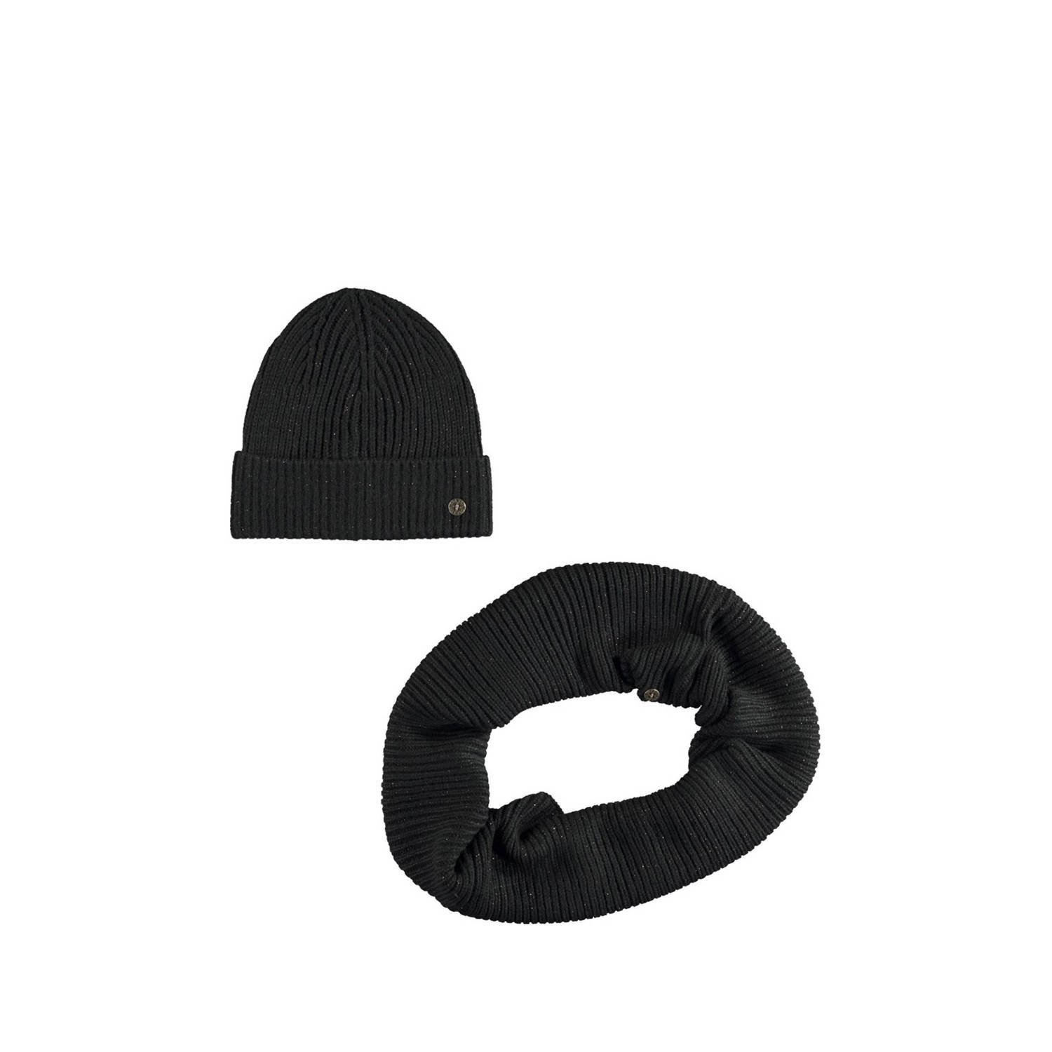 Like Flo muts + colsjaal met wol zwart