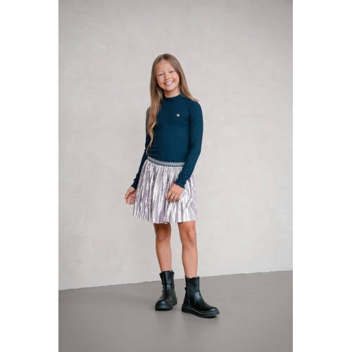 Like Flo midi jurk rib gebreid donkerblauw afbeelding