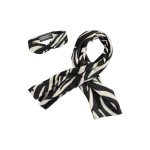 sjaal + hoofdband zwart/wit