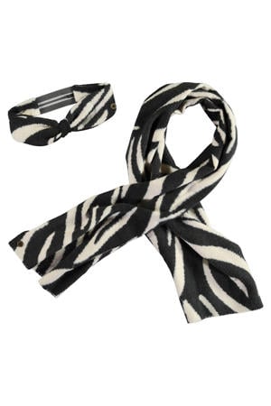 sjaal + hoofdband zwart/wit