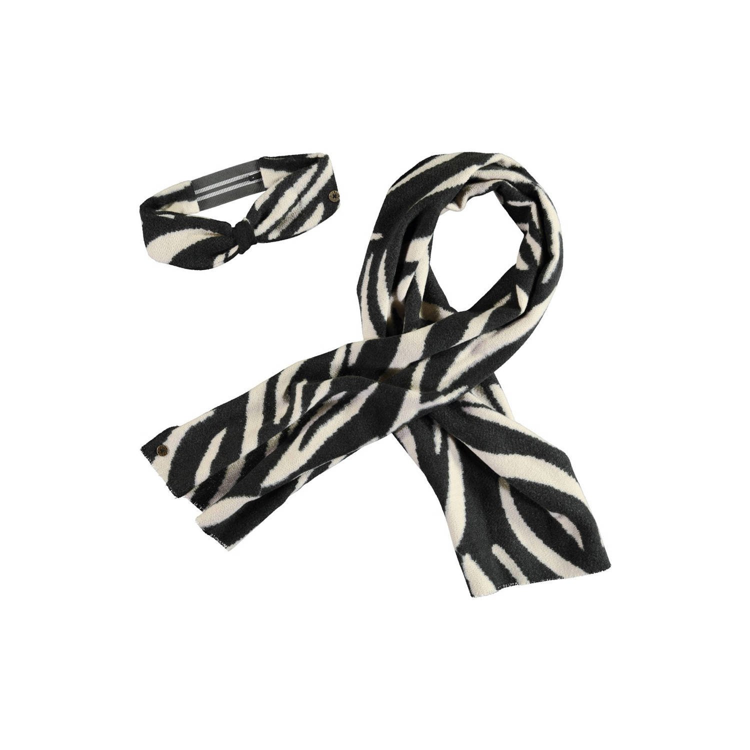 Like Flo sjaal + hoofdband zwart wit