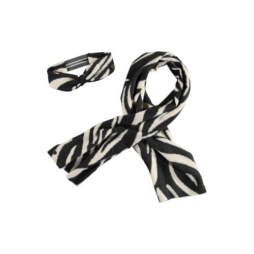 Like Flo sjaal + hoofdband zwart/wit afbeelding