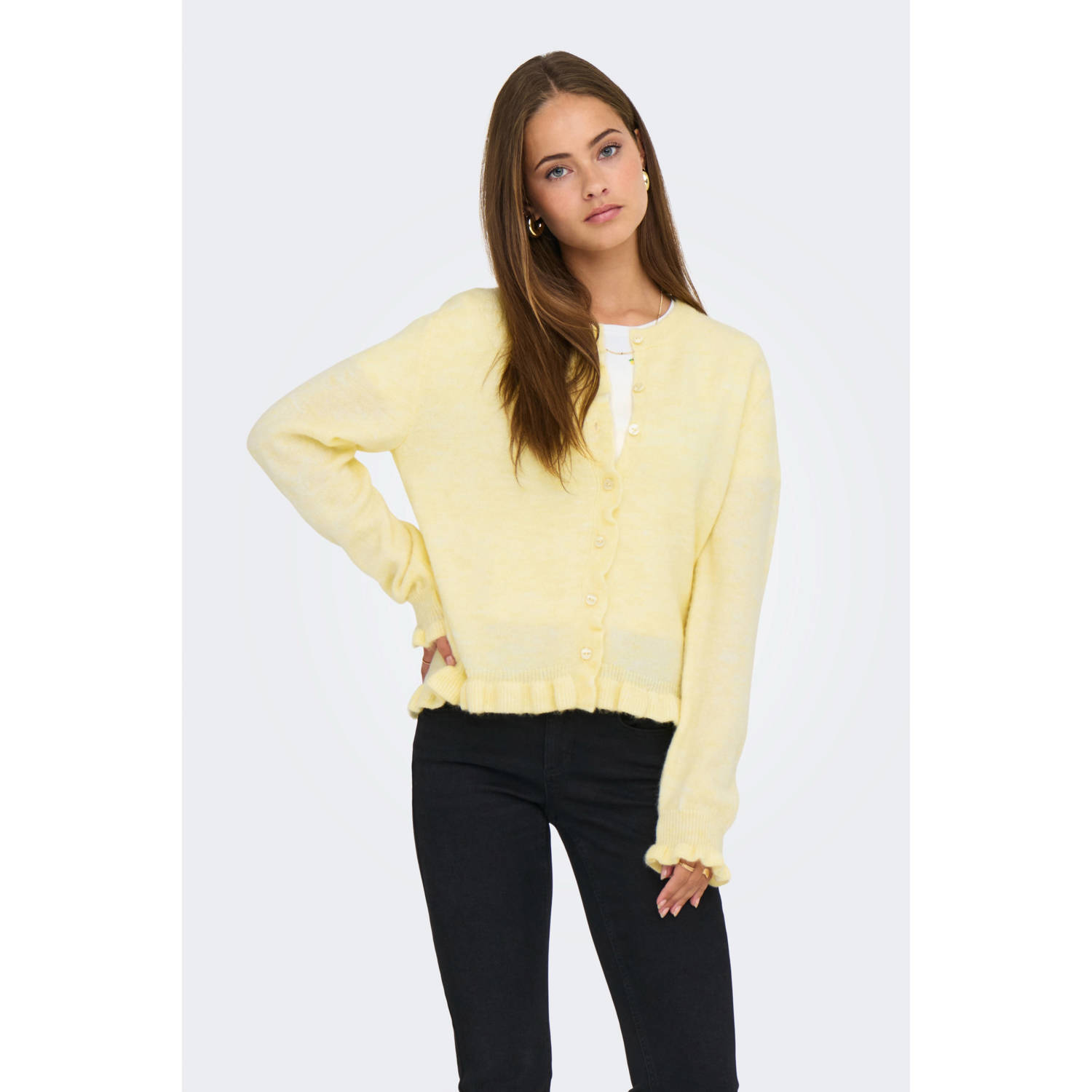 JDY gebreid vest geel