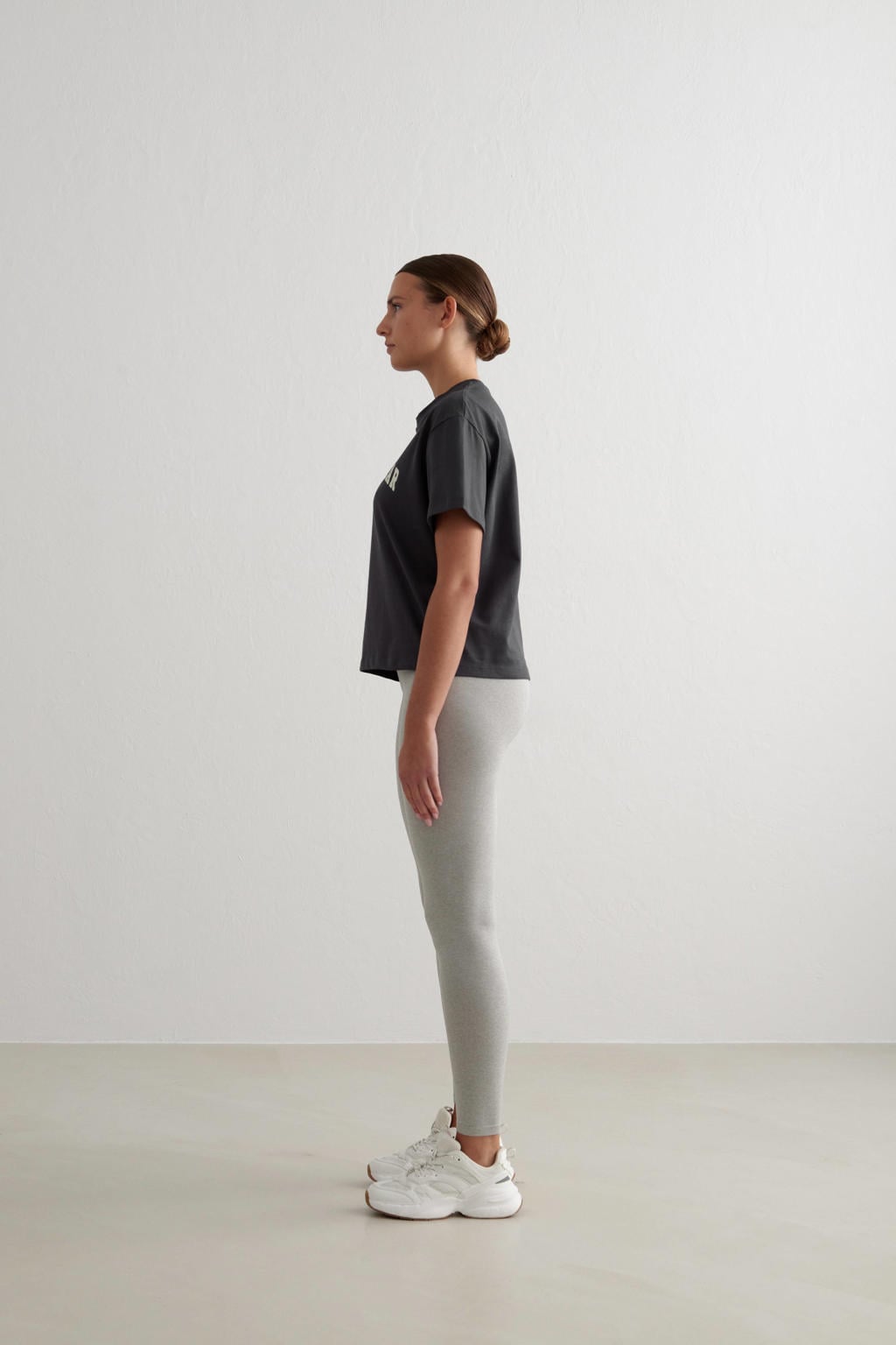 Grijze dames Aim'n sport T-shirt Varsity van katoen met korte mouwen en ronde hals