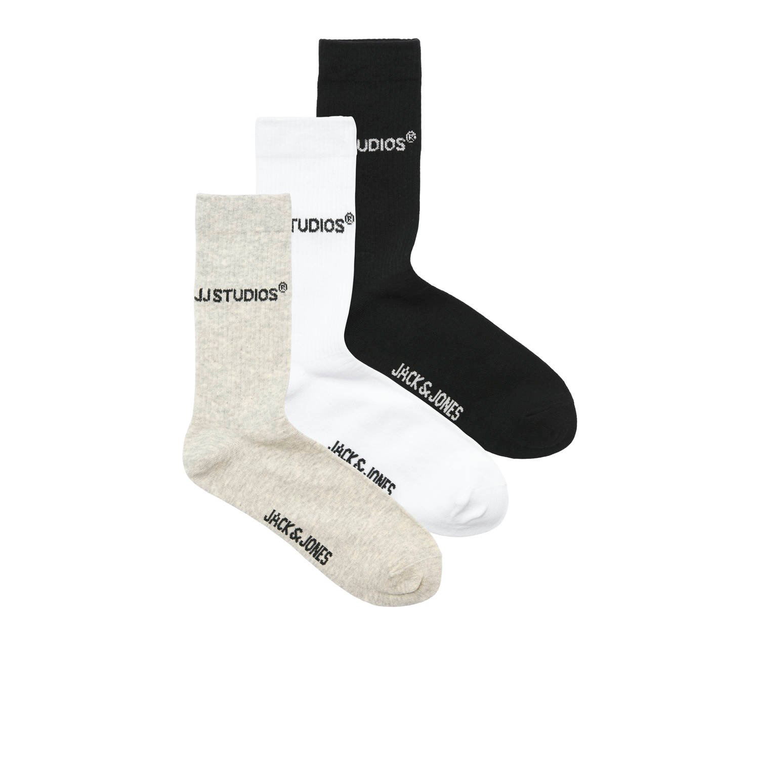 JACK & JONES sokken JACSOHO set van 3 beige wit zwart
